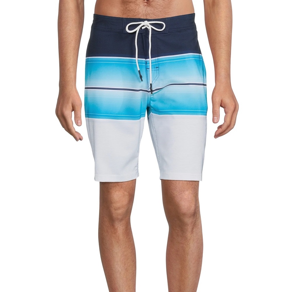 No Boundaries Men's Cyclone Stripe Swim Boardshorts